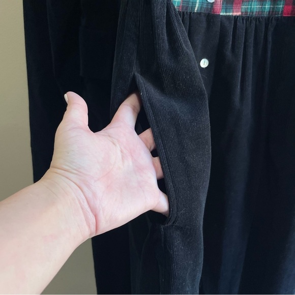 Vintage Susan Bristol Petites Tartan Plaid Corduroy Dress Pockets Modest 8 - Picture 5 of 10